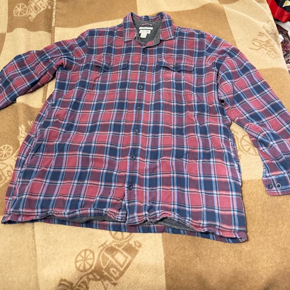 LL Bean Men’s XXL Tall L.L. Bean Gray and Red fleece lined Shirt Jacket like new - Picture 1 of 10